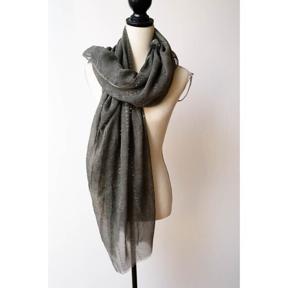 Gray sequin BNB cotton viscose scarf wrap 36" x 70" - Picture 1 of 4